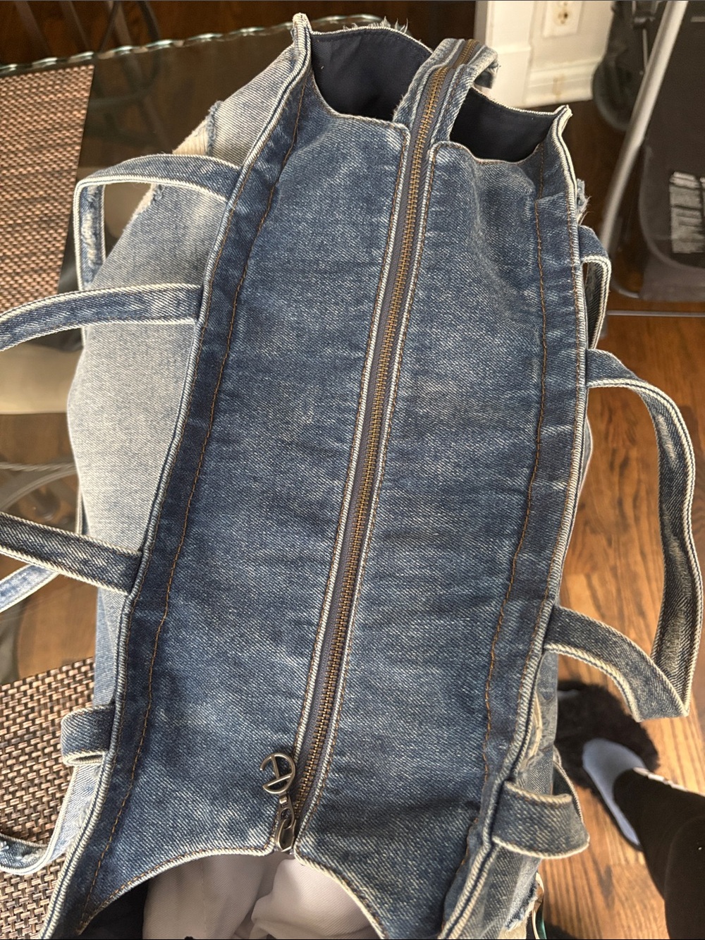Telfar Distressed Denim Tote Bag in Light Blue - Picture 8 of 8